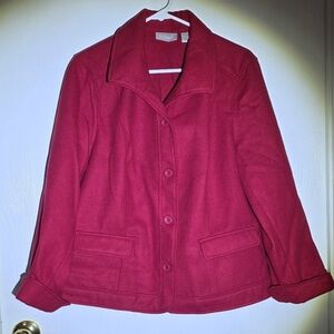 Women's Chico's Red "Boiled Wool" Look Jacket, Size 2